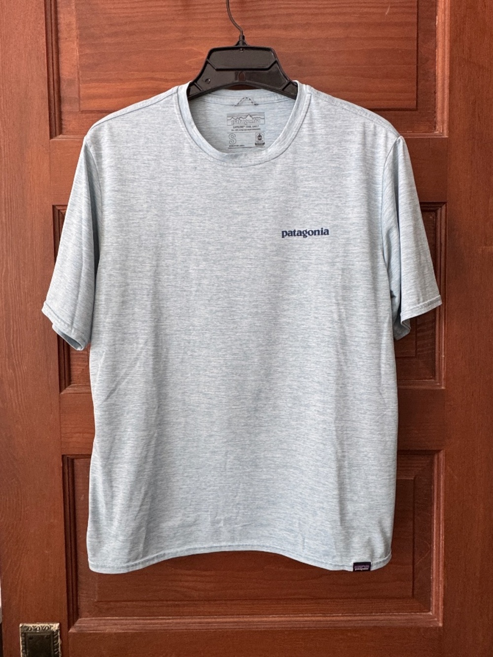 Patagonia light blue Men's Capilene® Cool Daily Graphic Shirt size small